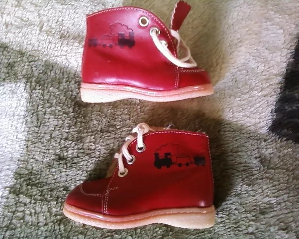 Ботиночки (кожа) красные с мехом (зима/поздняя осень) 2